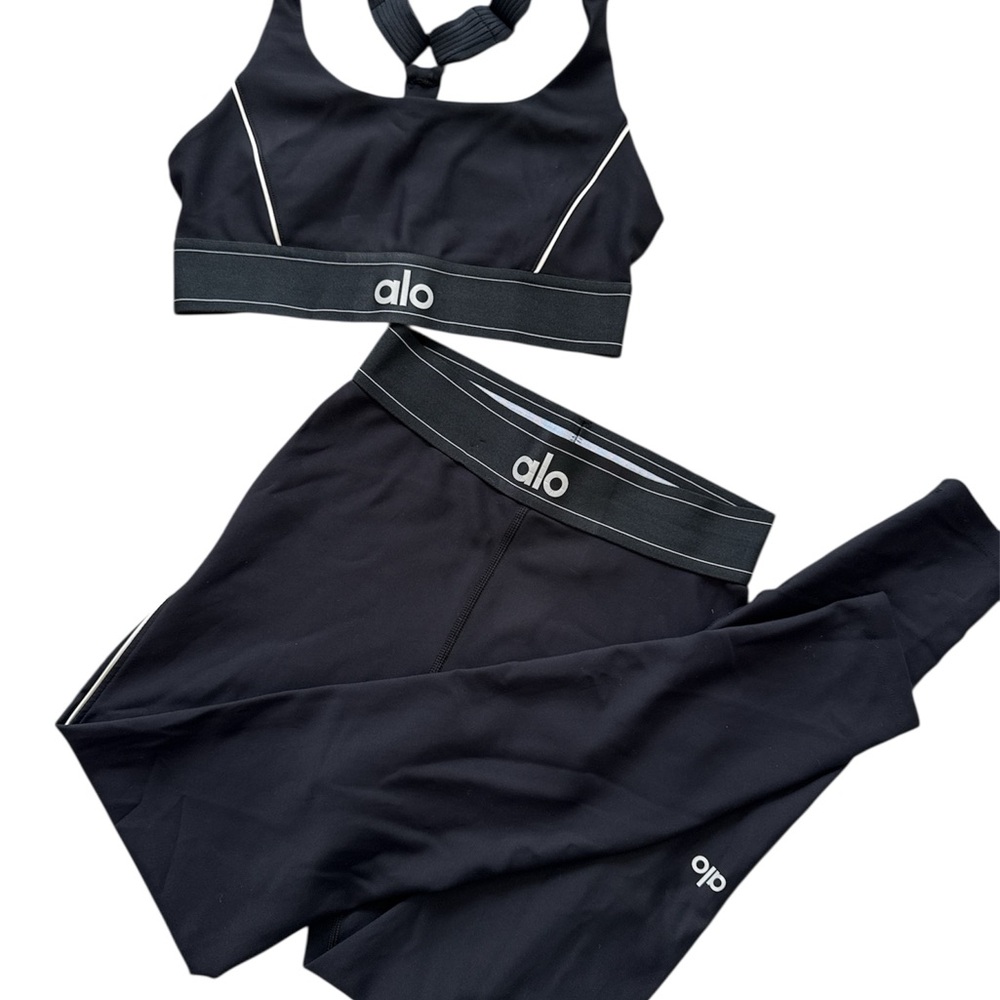 ALO Yoga Black Top and Leggings SET